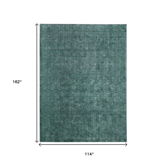 9' X 13' Hand Woven Area Rug - Green And White