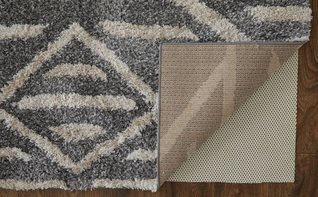 7.9' x 10' Geometric Power Loom Stain Resistant Area Rug - Gray And Ivory
