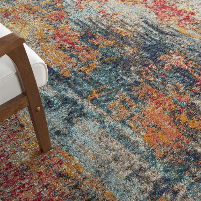 7' X 10' Abstract Non Skid Area Rug - Navy Blue