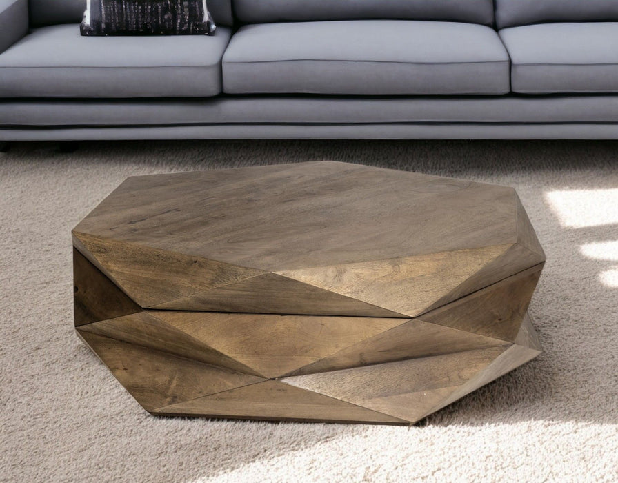 Solid And Manufactured Wood Hexagon Coffee Table - Brown