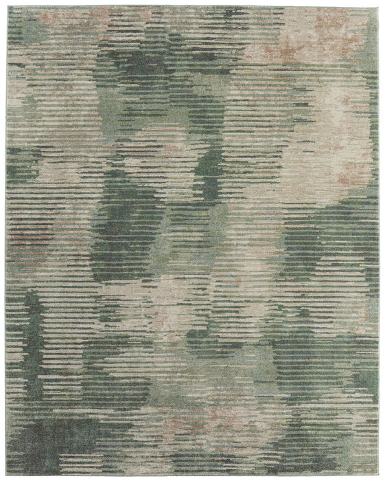 9' X 12' Abstract Distressed Area Rug - Green