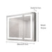 Giga 36"x30" silver medicine cabinet with LED vanity mirror, double doors, anti-fog, recessed or surface mount, touch switch, bright lighting