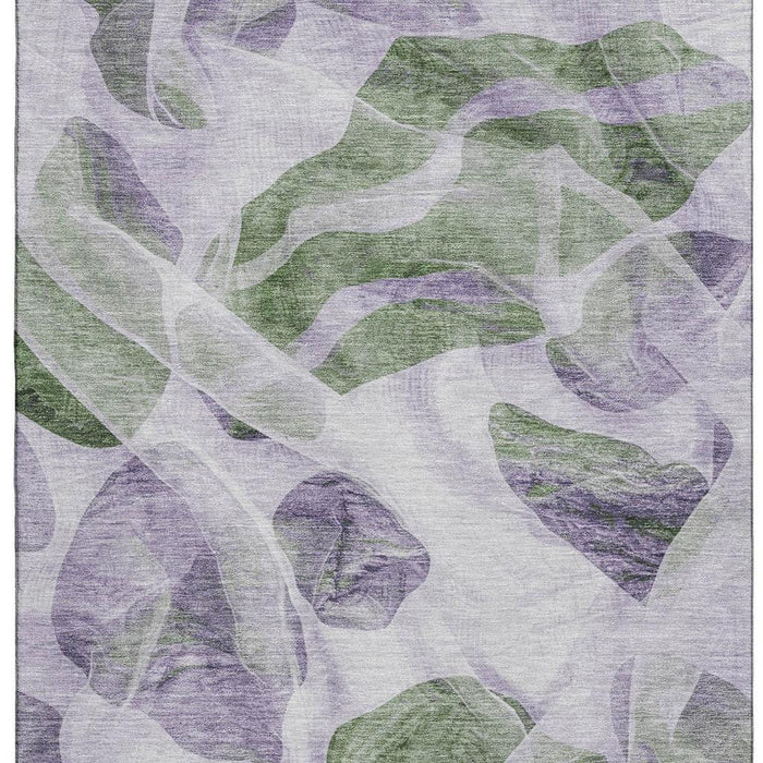 10' X 14' Abstract Washable Area Rug With UV Protection (706169) - Lavender / Green / Ivory