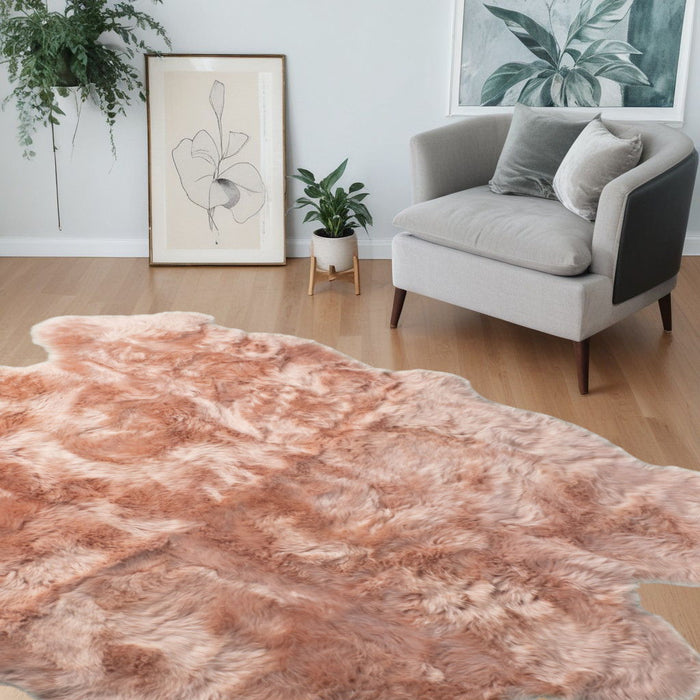 5' x 6' Wool Sheepskin Handmade Area Rug - Pink