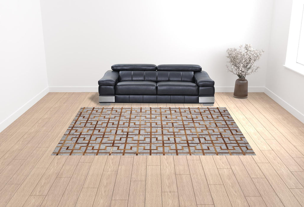 10' x 13' Geometric Hand Woven Area Rug - Tan Brown And Gray