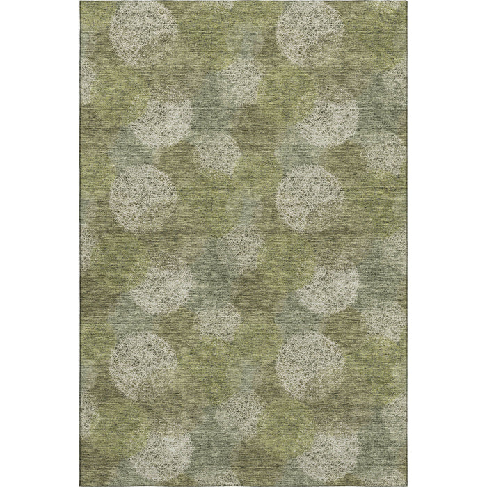 10' X 14' Abstract Washable Area Rug With UV Protection (677177) - Green / Ivory