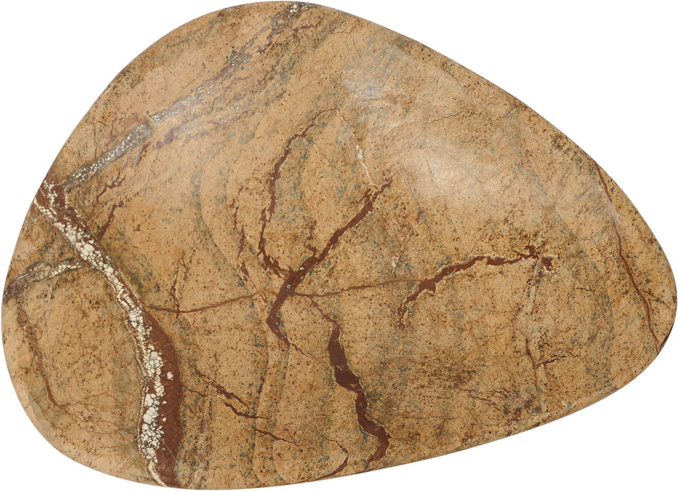 Meridian Furniture Whelan genuine marble bowl, round plate with smooth polished surface and elegant marble veining detail.