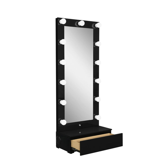 74" Lighted Freestanding Framed Full Length Mirror - Black