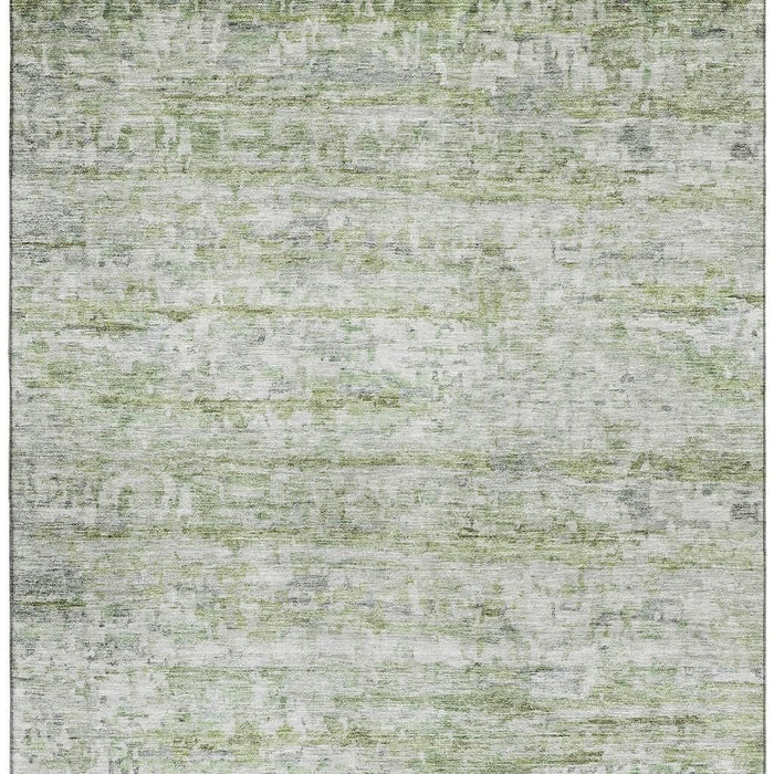 10' X 14' Striped Washable Area Rug With UV Protection (685361) - Artichoke Green / Gray