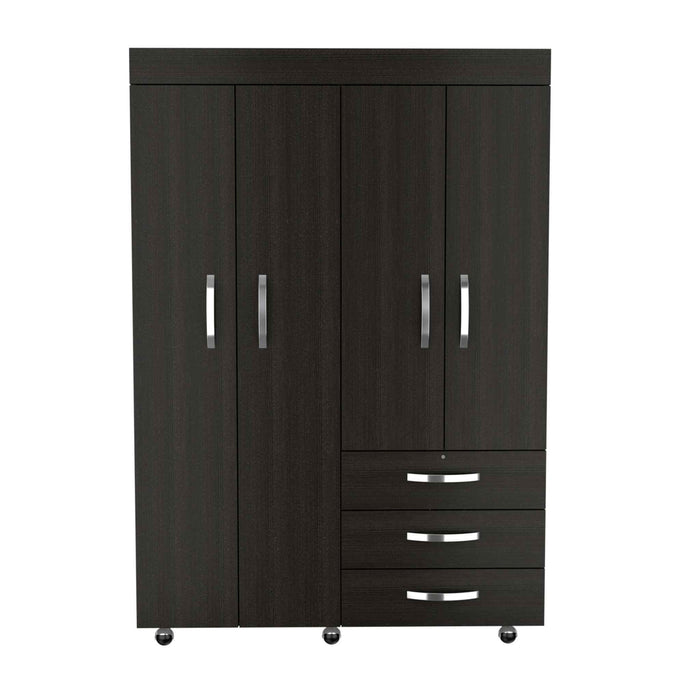 68" Three Drawer Combo Dresser - Black