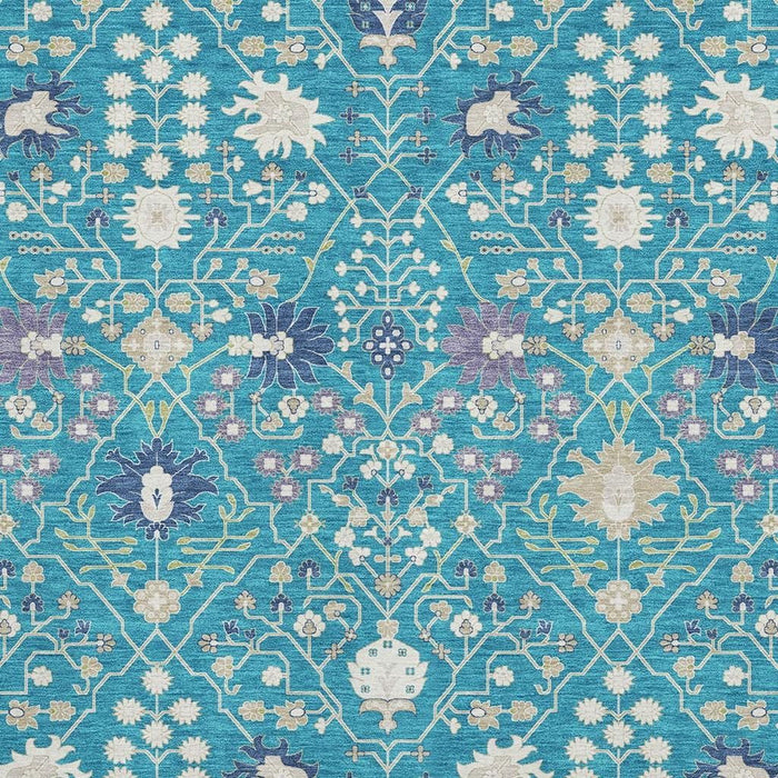 10' X 14' Oriental Washable Area Rug With UV Protection (679240) - Teal / Purple / Ivory