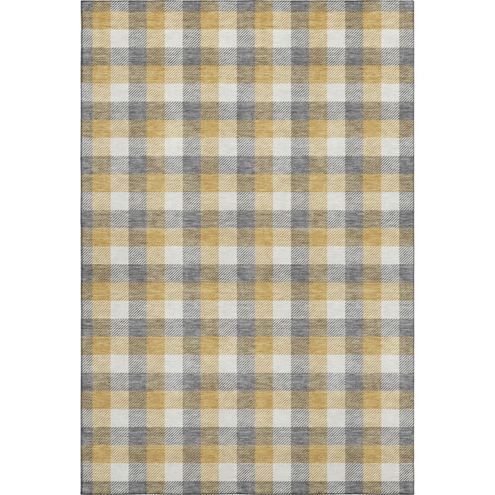 10' X 14' Plaid Washable Area Rug With UV Protection (682553) - Gray / Ivory / Gold