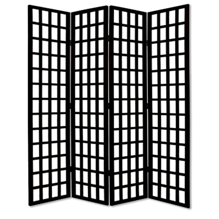 96" Folding Four Panel Screen Room Divider - Black And White