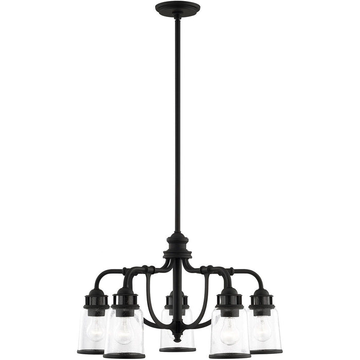 21" Five Light Dimmable Chandelier With Shades - Black
