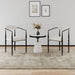 Set of 2 Giga mid-century modern dining chairs with boucle backrests, Sherpa upholstery, and metal legs for kitchen or dining room.