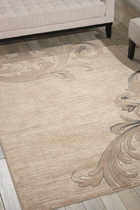 8' X 11' Damask Non Skid Area Rug - Tan