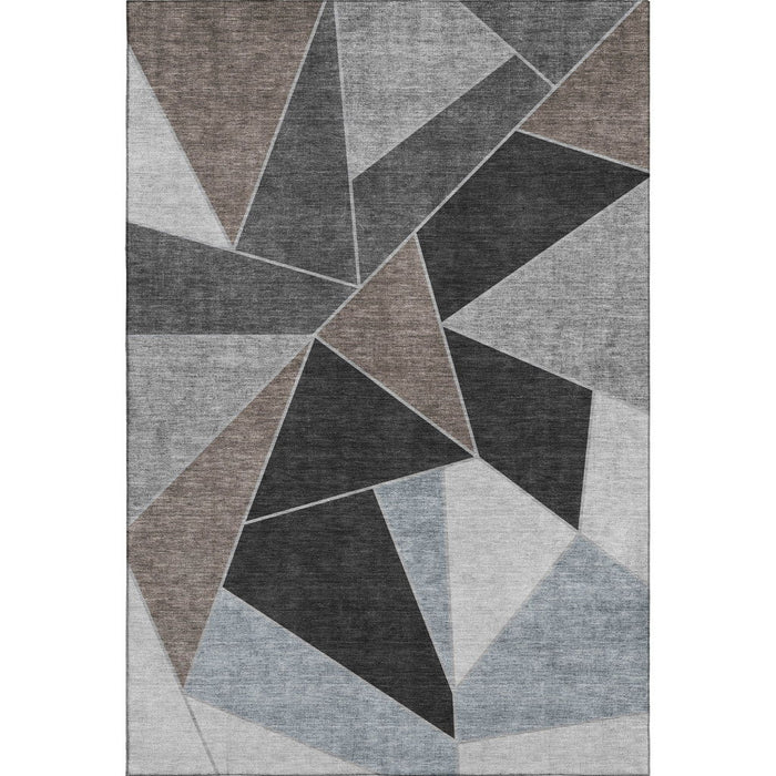 10' X 14' Geometric Washable Area Rug With UV Protection (653308) - Chocolate / Brown / Gray