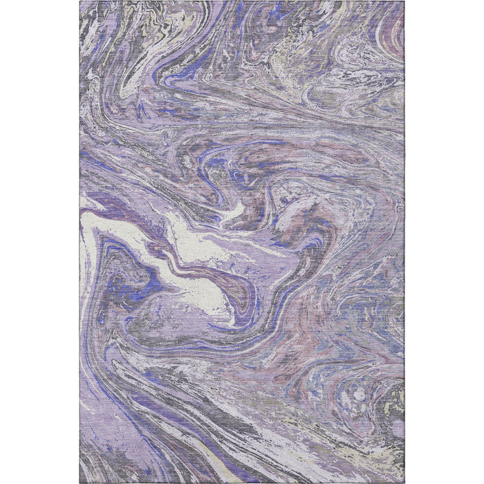 10' X 14' Abstract Washable Area Rug With UV Protection (683123) - Lavender / Gray / Ivory