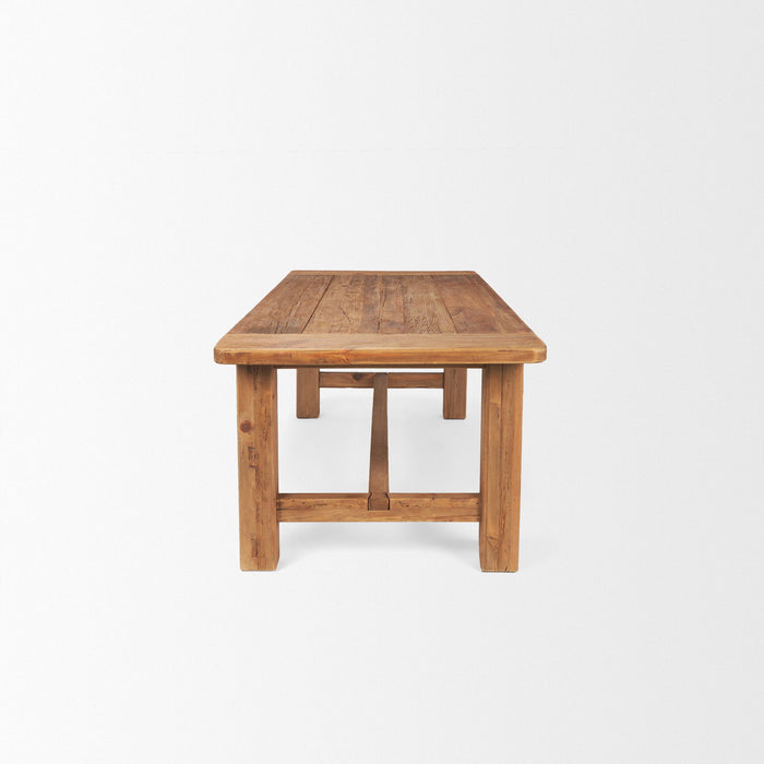 95" Reclaimed Wood Trestle Base Dining Table - Brown