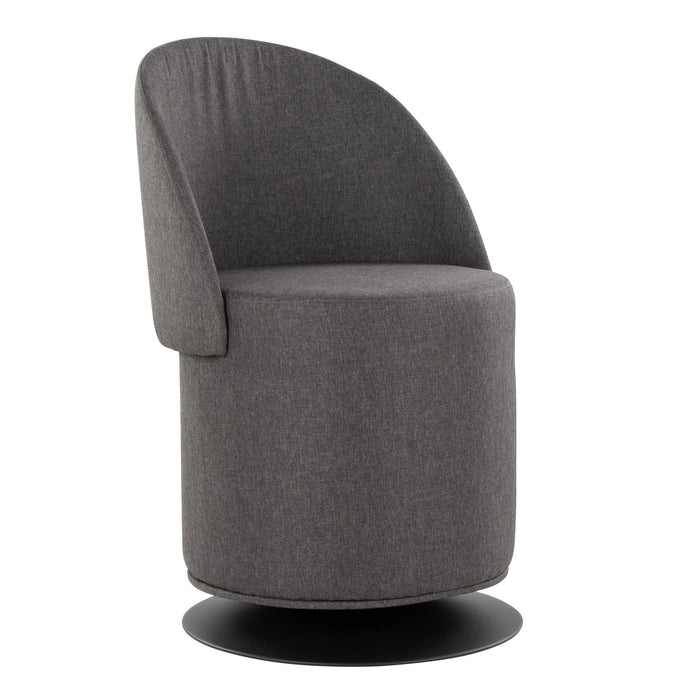 Finch - Contemporary Swivel Chair - Black Metal And Charcoal Fabric