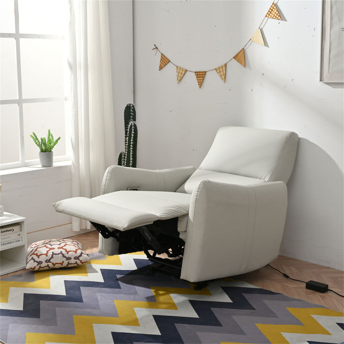 Giga Wall Hugger Power Recliner Chair with USB Type-C port, featuring plush upholstery and a sleek reclining design for comfort.