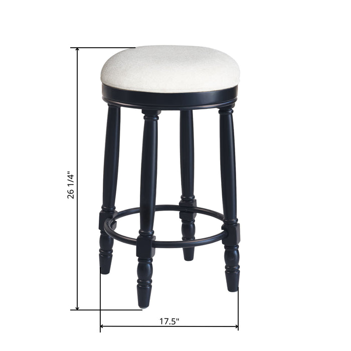 Set of two Giga 360° swivel wooden barstools with upholstered seats, counter height, perfect for kitchen or bar area.