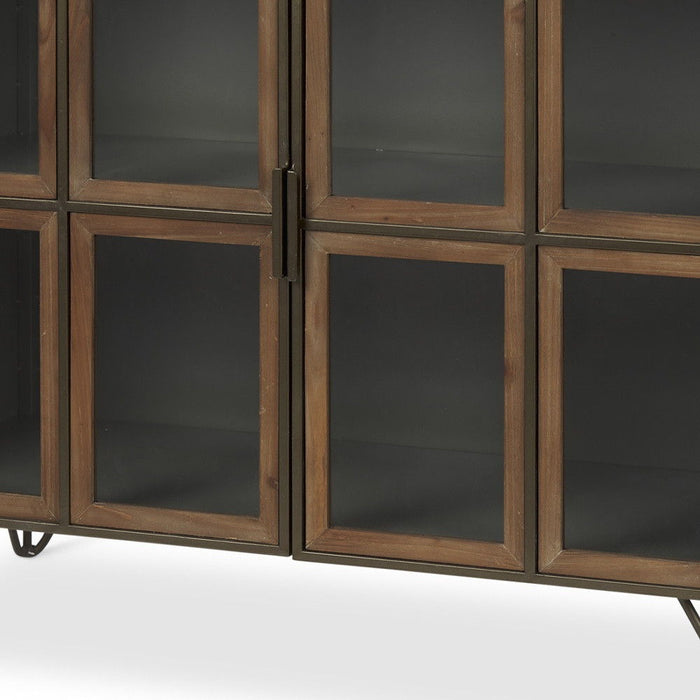 37" Metal And Solid Wood Accent Cabinet With Two Doors - Brass