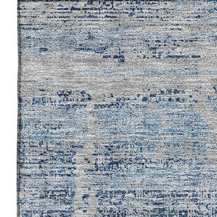 8' X 10' Abstract Washable Area Rug With UV Protection - Sky Blue And Gray