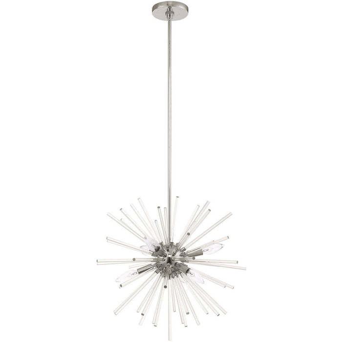 25" Six Light Dimmable Chandelier With Shades - Silver