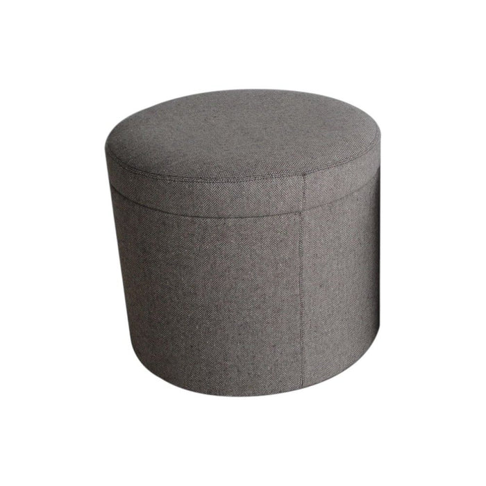 Faux Leather Round Storage Ottoman - Gray
