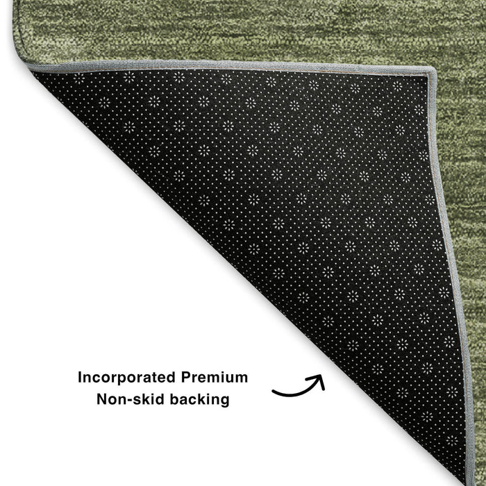 10' X 14' Abstract Washable Area Rug With UV Protection (653590) - Olive Green / Ivory