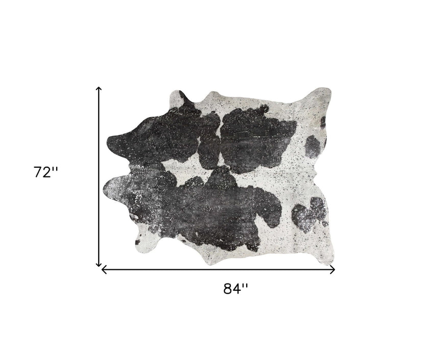 72" x 84" Cowhide Rug - Silver Black & White