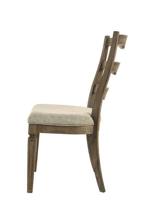 Upholstered Fabric Open Back Dining Side Chairs (Set of 2) - Gray / Oak