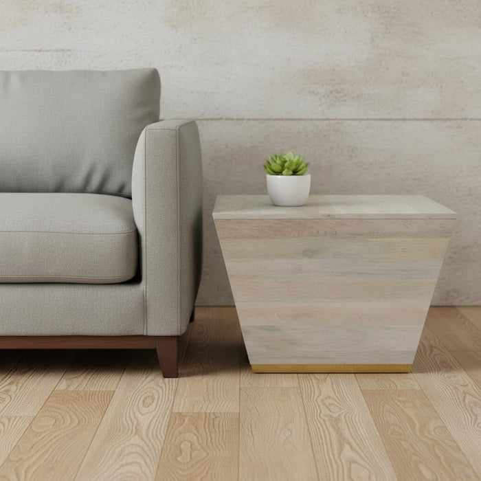 Solid Wood Square End Table - White