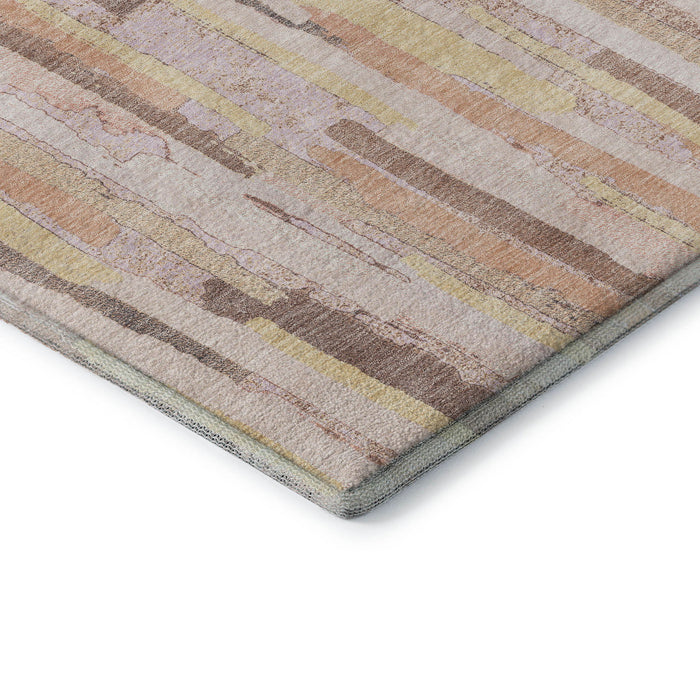 10' X 14' Striped Washable Area Rug With UV Protection (692952) - Pink / Yellow / Peach