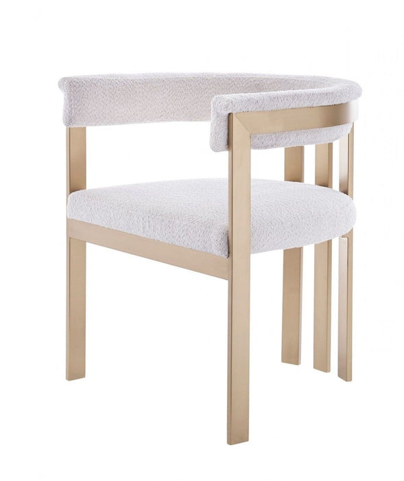 Upholstered Velvet Slat Back Dining Arm Chair - Beige