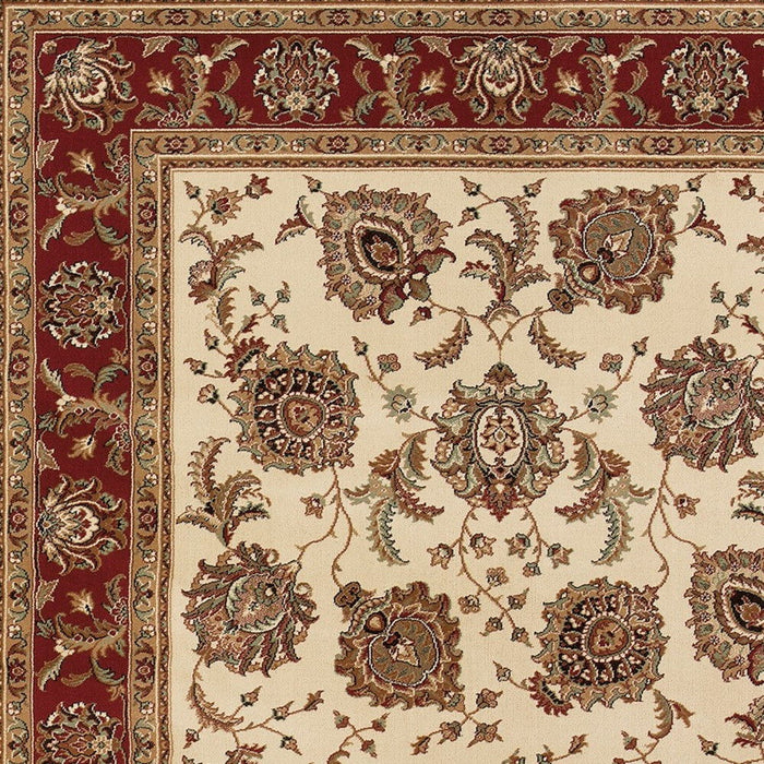 7' X 10' Oriental Area Rug - Ivory And Red