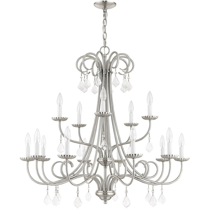 34" Multi Light Dimmable Chandelier With Shades - Nickel