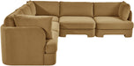 Meridian Furniture Hammond velvet performance fabric 5-piece corner sectional sofa with plush upholstery and modern design.