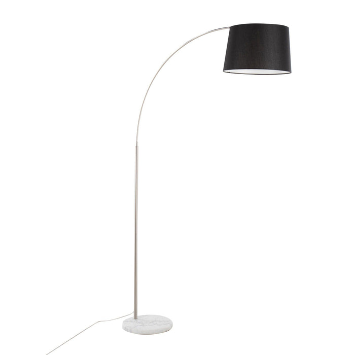 March - Floor Lamp - White Marble And Nickel