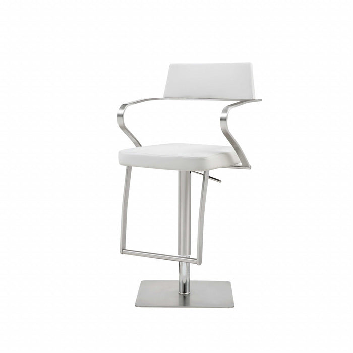 21" Stainless Steel Bar Chair - White And Silver