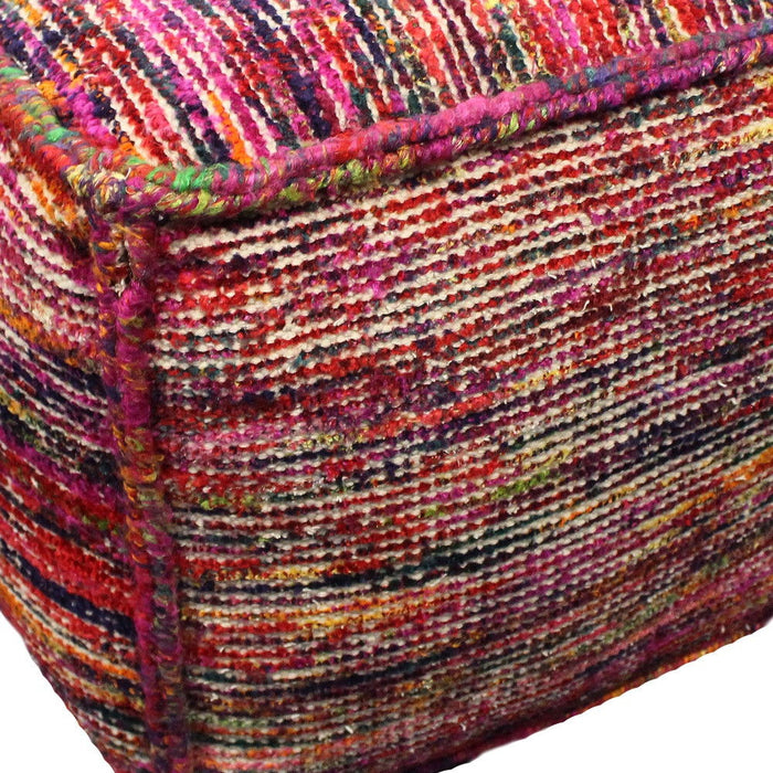 Wool Cube Pouf Ottoman - Pink