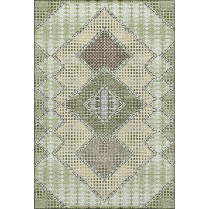 10' X 14' Geometric Washable Area Rug With UV Protection (718298) - Green / Gray