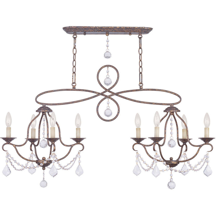 24" Eight Light Dimmable Chandelier With Shades - Bronze