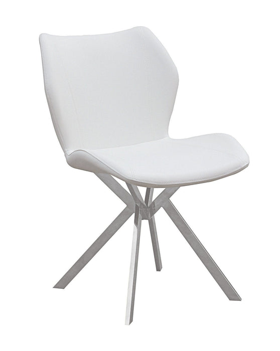 Upholstered Faux Leather Dining Side Chairs (Set of 4) - White / Silver