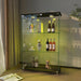 Giga modern display cabinet with LED lights, transparent tempered glass doors, two-door storage, and three shelves for showcasing items.