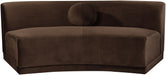 Velvet upholstered armless sofa from Meridian Furniture, Avra collection, featuring sleek design and plush performance fabric.
