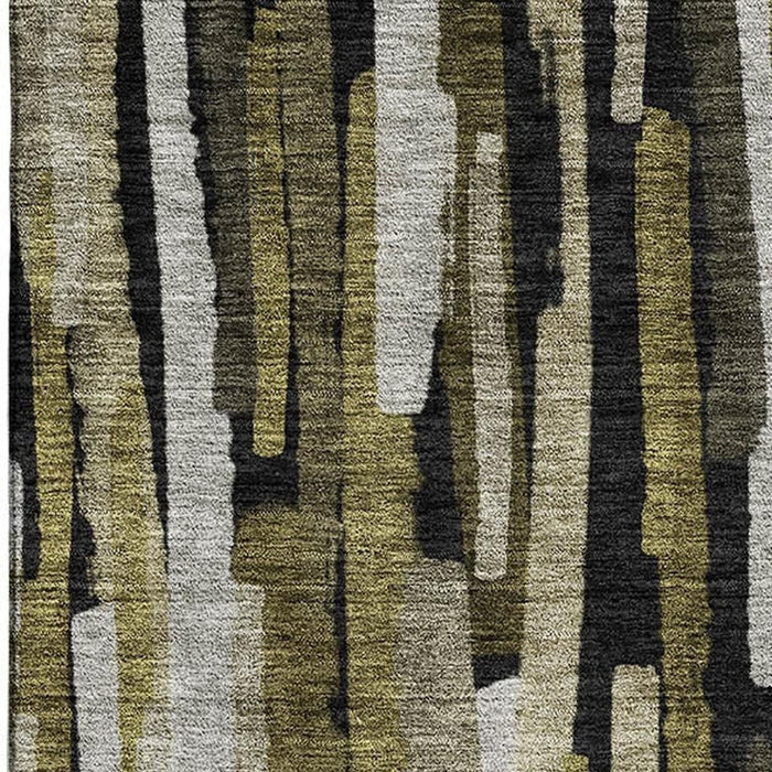 10' X 14' Striped Washable Area Rug With UV Protection (683782) - Brown / Charcoal / Gray
