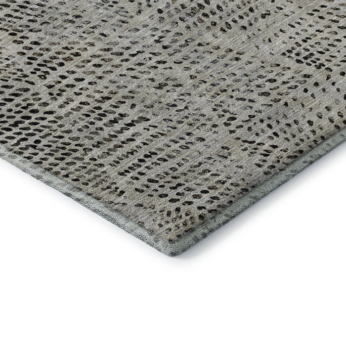 9' X 12' Diamond Washable Area Rug With UV Protection (650577) - Gray / Black