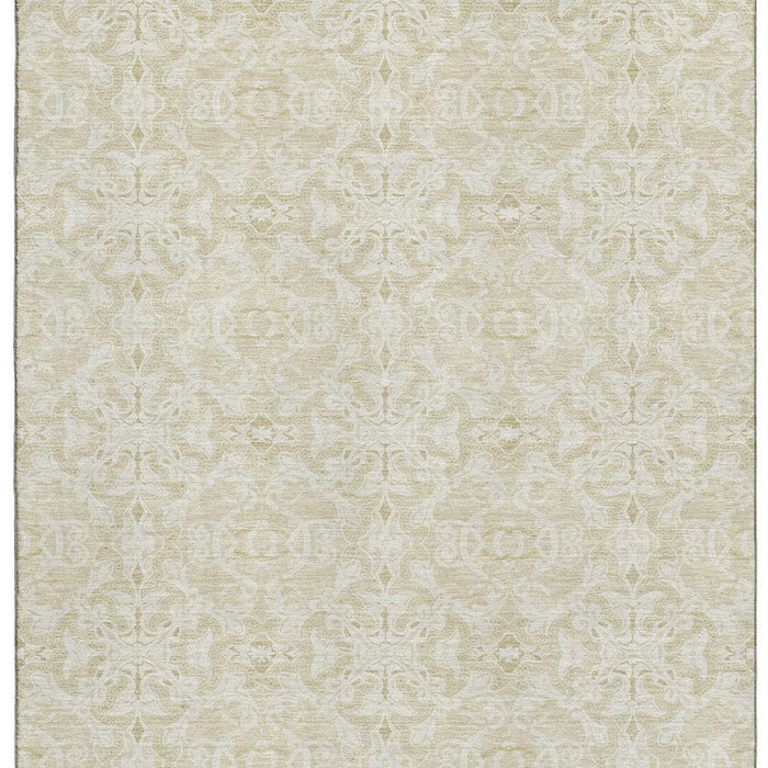 10' X 14' Medallion Washable Area Rug With UV Protection - Tan And Beige